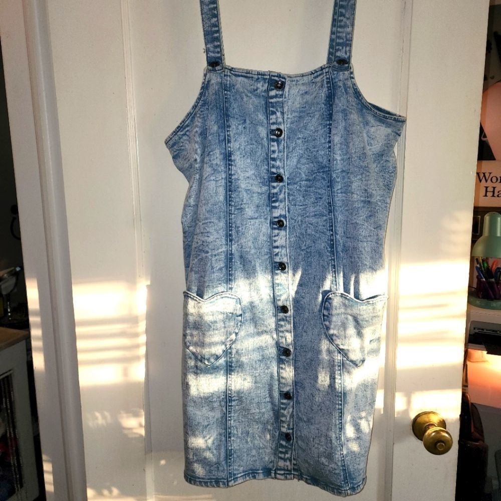 Super cute denim overall dress